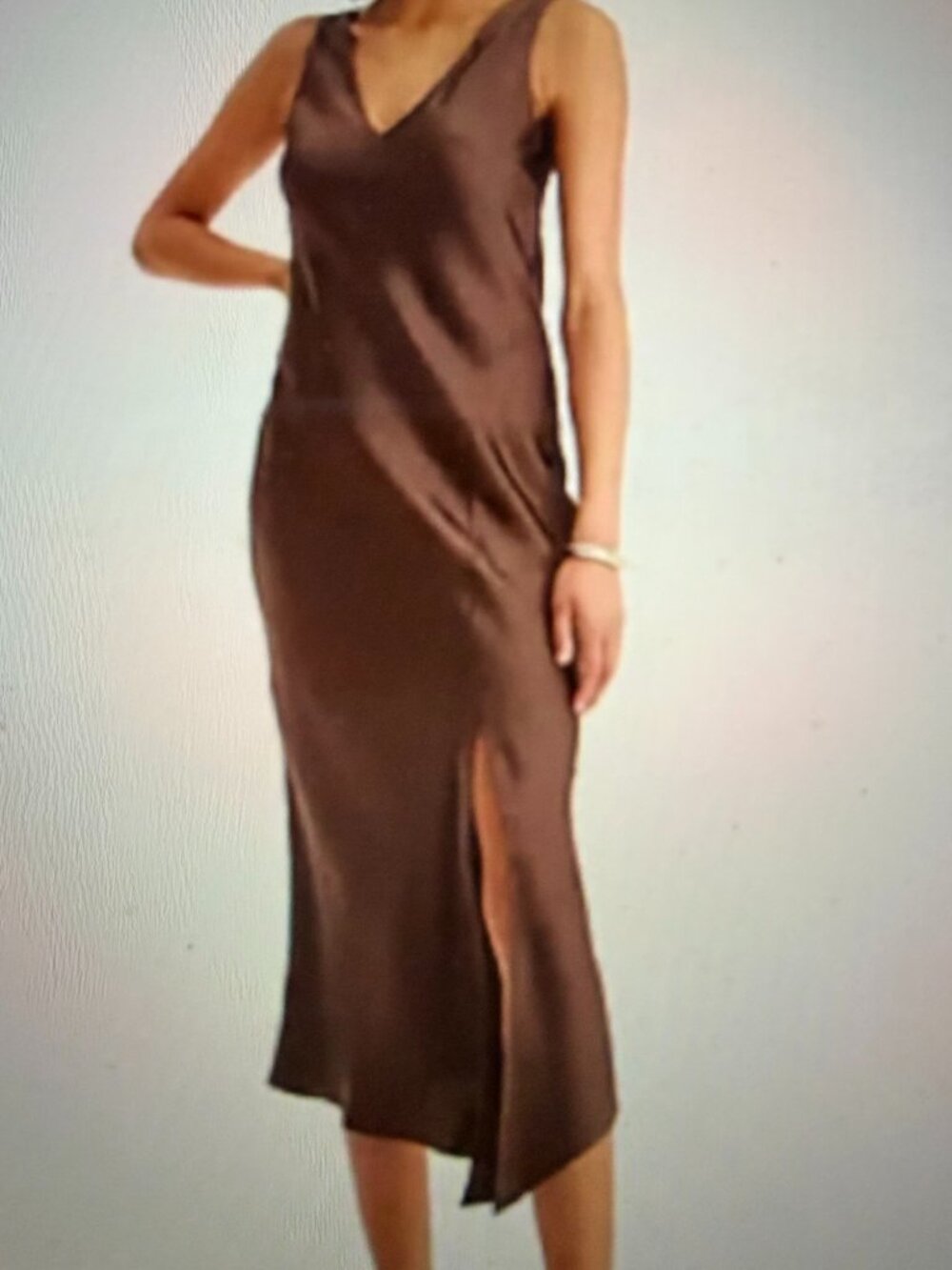 Express Midi Slip Cocktail Dress Chocolate Brown Sz M Asymmetrical Hem Party